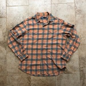 Vintage Polo Ralph Lauren Plaid Flannel Western Pearl Snap Shirt